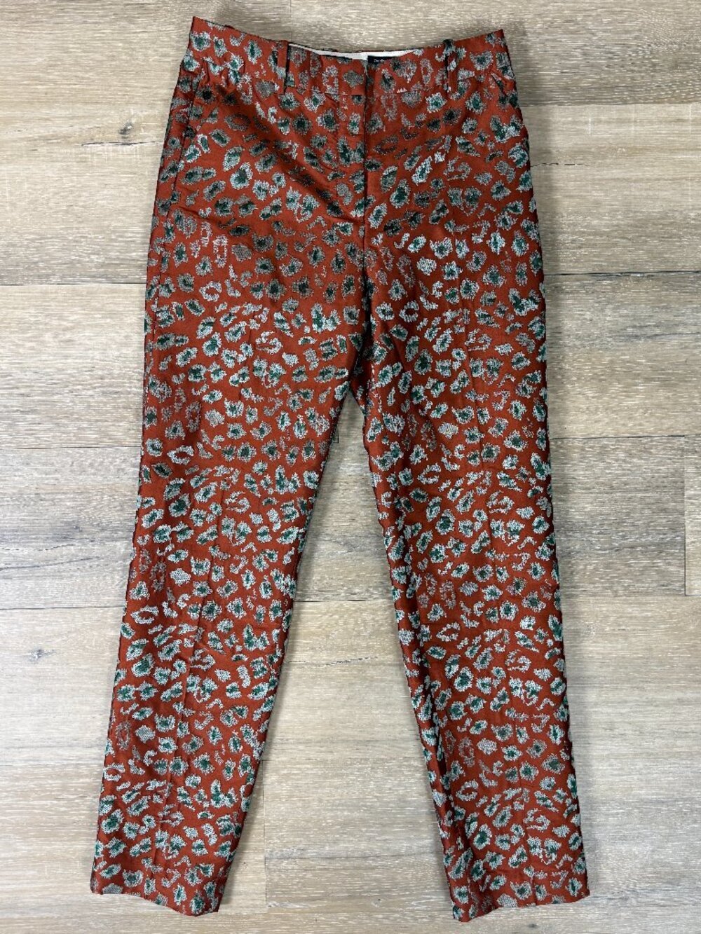 J.Crew Collection Rust Leopard Jacquard Slim Ankle Trouser | 0